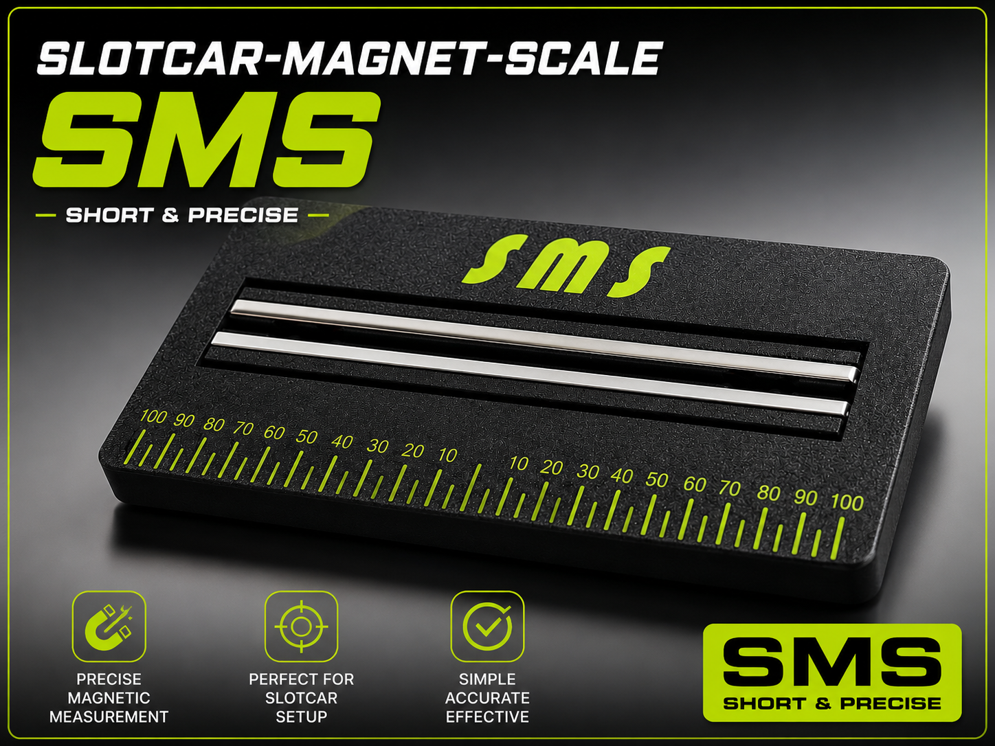 Slotcar Magnet Scale Messplattform mit zwei Stahlschienen